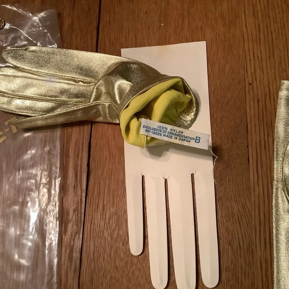3 Pairs Vintage Gloves-Black, White & Gold